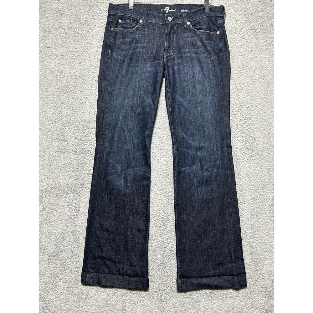 7 For All Mankind Blue Jeans Distressed Dojo Flare Leg‎ Womens 31 MSRP:$228 NWOT